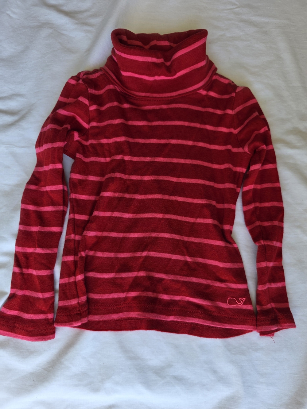 Vineyard Vines Girls Red & Pink Striped Turtleneck